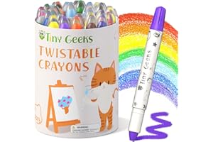 TinyGeeks 24 Pastelli a Cera Twistabili - Non Tossici per Bambini 1-3 Anni - Pastelli a Cera Lavabili per Bambini di Età 4-8 Anni