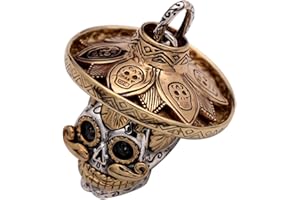 ForFox Ciondolo Teschio Biker con Cappello Oro Rosa in Argento Sterling 925 Gotico per Uomo Donna