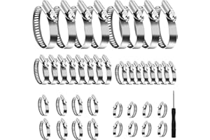 Philtool 40 Stück Schlauchschellen Edelstahl Set,6-51mm Schlauchschelle mit 1 Schraubendreher, Einstellbare Schellen Schlauchklemmen für Schlauch zum Garten Teich Waschmaschine Pool (5 Size)