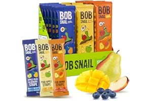 Bob Snail Vegan Sweets Barrette Multifrutta - 30 Snack Confezionati Singolarmente con Mango, Mirtilli, Pere e Mela - Dolci Senza Zuccheri a Basso Contenuto di Carboidrati e a Basso Contenuto Calorico