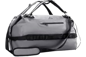 Haimont 60L Waterproof Duffle Sports Holdall Backpack for Men Women Heavy Duty Roll-Top Dry Bag Outdoor, Grey