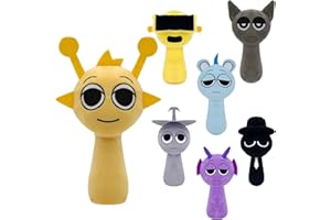 DHINCHANSAIB Sprunki Plush - Peluche Sprunky Wenda et Gris de 10" - Doux et amusant - Jouets en peluche pour anniversaires de fans et amis (jaune)
