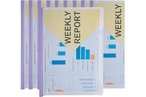 UTILIZENMALL 10 Pack A4/Letter Clear Plastic Report Covers with Sliding Bar, 70 Sheet Capacity, Presentation Folders for School Projects, Office Documents & Business (Purple)