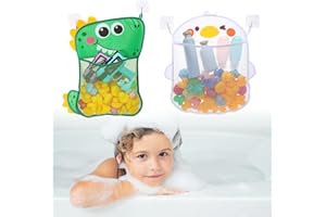 Huiguli 2 Pezzi Organizzatore Giocattoli Bagno, Bath Rete Giocattolo con 4 Ganci Adesivi, Borsa Sacca Rete Portaoggetti da Appendere Immagazzinaggio del Giocattolo del Bagno