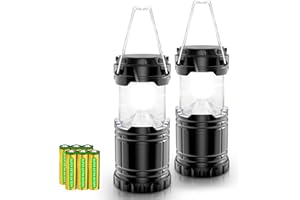 Fulighture Camping Lantern [2-Pack] Portable Camping Light Battery Powered, Camping Lamp Waterproof Hanging LED Tent Light for Outdoor Hiking Garden Fishing Emergency (Black)