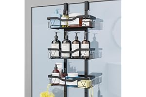 UUlioyer Hanging Shower Caddy, Over Door Shower Shelf 3 Tier, Shower Storage No Drill for Shampoo and Shower Gel, Black