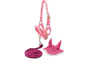 HOBBY HORSE LAND Mini Licol Rose réglable + Longe + Bonnet pour Hobby Horse, activité de Hobby Horsing et pour Cheval bâton