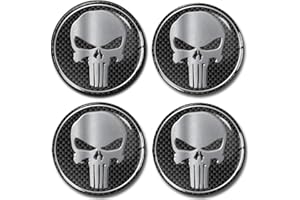 SkinoEu 4 x 55mm Autocollant 3D Silicone Cache-Moyeu Capuchons de Centre Enjoliveurs de Roue Voiture Cache Moyeux Jante Universel Cache-Moyeux Le Crâne A 255