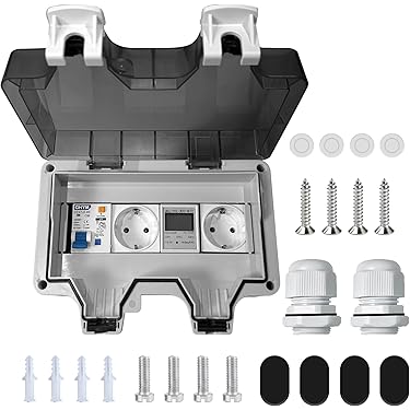 Quadro Elettrico Esterno IP66 8 Moduli - Con Interruttore FI, Presa, Contatore