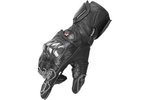 KEMIMOTO Skórzane rękawice motocyklowe, rękawice wyścigowe dla mężczyzn i kobiet z ekranem dotykowym i ochroną z włókna węglowego, idealne do profesjonalnych wyścigów motocyklowych i rowerowych