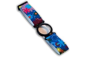 Diasticker® | Freestyle Libre 2 - Bande de fixation | Flexible - Résistant à l'eau - Tenue forte | brassard de capteur, protection, fixation | Ring: Noir (Medium: 25-35 cm, Fleurs bleues)