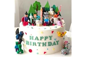 YISOUND123 16pcs Cake Toppers Cake Decorations, 3D Happy Birthday Topper for NTN Game Cupcake Toppers Happy Birthday Cake Decorations for Kids (3D-16)