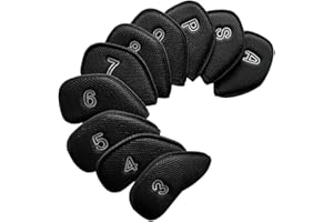 kepoda 10pcs Meshy Golf Iron Covers Iron Club Head Cover Fit Most Irons.(Black)
