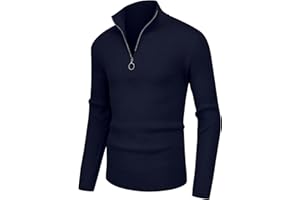 Sailwind Men's Soft Sweaters Quarter Zip Pullover Classic Ribbed Turtleneck Sweater for Men