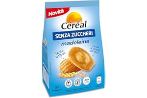 CÉRÉAL - MADELEINE SENZA ZUCCHERI - Merendine senza zucchero e senza latte - Madeleine classica - Impatto ridotto sulla glicemia - Senza olio di palma né coloranti - 150 gr - 6 monoporzioni