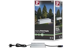 Paulmann 988.50 Plug & Shine Bloc d'alimentation pour l'extérieur 150W pour lampes de jardin - Câble d'alimentation 50 m avec boîtier en aluminium étanche 24V pour dehors IP67 24V DC
