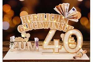 ARTREE Geldgeschenke Geburtstag Holz 40 Geburtstagszahlen Holz Schild Gästebuch Geburtstag Jubiläum 40 Geburtstag Dekoration als Personalisierbares Geschenk, Geschenke zum 40 Geburtstag Mann Frau