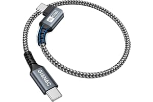 GIANAC 100W Cable USB C a USB C 0.3M 90-Grados Cable USB Tipo C Carga Rápida 20V/5A PD con E-Mark Chip Cable Tipo C para iPad Air/iPad Pro;MacBook Air/Pro;Samsung Galaxy;Google Pixel;Huawei;Tabletas etc