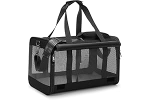 ALLSOPETS Transportín Perro Gato Transporte para Gatos Bolso para Viaje Portátil para Mascotas con Correa de Hombro Ajustable Bolso Perro Puede Soportar 9 kg Negro