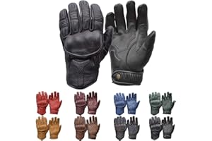 GOLDTOP Mens Silk & Unlined Predator CE APPROVED Leather Motorcycle Gloves | Knox CE Armoured Floating Knuckle Protection Perforated Unlined Summer Gloves