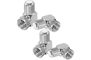 Powice 4 Stück Sat Winkelstecker 90 Grad, F Stecker Winkel, Antennenstecker, Sat Kabel Winkelstecker, Sat Kabel Verbinder,Adapter zum Abwinkeln Eines F-Anschlusses Vergoldet