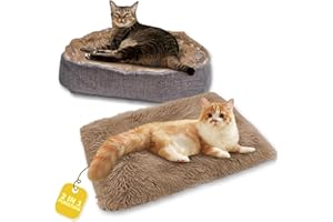 Fanchu Katzenbett, 2 in 1 Plüsch Weich Haustierbett, Katzensofa Flauschige Katzenbett Klein Hund Bett Haustierbett Katzendecke katzenbettchen Tierbett für Katzen und Kleiner Hund (braun)
