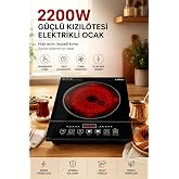 ROBO 2200W Dijital Dokunmatik Tekli Elektrikli Ocak - T&uuml;m Tencere Tiplerine Uyumlu Siyah Kristal