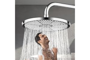 JINYOMFLY Deszczownica prysznicowa 10 cali, duża głowica prysznicowa, deszczownica, oszczędność wody, z dyszami zapobiegającymi osadzaniu się kamienia, głowica prysznicowa, prysznic ogrodowy,