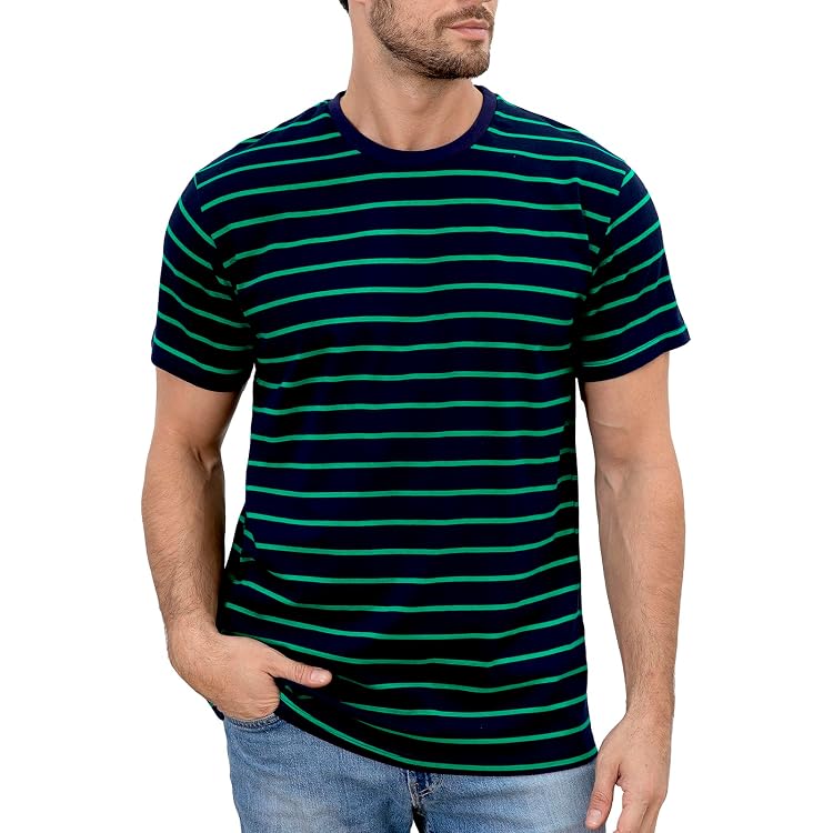 T-shirt Homme Malo Rayé En Coton 100% - Col Ras Du Cou, Manches Courtes - Tailles S Et M, Fabriqué En Italie