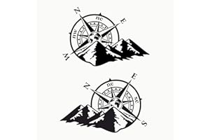 Autodomy Confezione Adesivi Bussola Mondo Rosa dei Venti Trail off Road Sport 4x4 2 Pezzi per Auto o Moto (Nero, 39 x 27 Cm)
