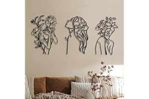 PHOTECT 3 pezzi decorazione artistica da parete in metallo minimalista astratta donna arte da parete moderna linea da parete decorazione da parete in metallo femminile linea singola parete da appendere per