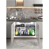 miyuhome Genişletilebilir Raf Ayarlanabilir D&uuml;zenleyici 2 Metal Sepetli Mutfak D&uuml;zenleyici Banyo D&uuml;zenleyici Siyah