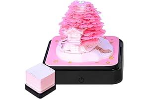 TOABOA Calendario de escritorio 2024 3D calendario de escritorio con luces 3D almohadilla de notas calendario 2024 creativo calendario de mesa regalo para Halloween, Navidad, Acción de Gracias (árbol rosa)