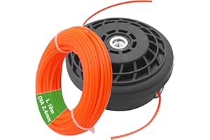 Zeqeey Sostituzione Testina Trimmer Decespugliatore Ricambio Universale Bobine & 2,4 mm x 15m Filo di Ricambio per Decespugliatori