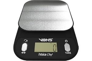 VIBAS iVoice Chef Speaking Kitchen Scale, for the Blind or the Elderly, Speaks 5 Languages, with Sound Aids for Orientation, Weight Repeat, Adjustable Volume, Capacity 10 Kg-22lb, Batteries Included