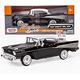 1957 CHEVY bel Air, Black &ndash; Motormax Premium American 73228 &ndash; 1/24 SCALE Diecast model Car
