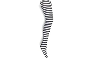 MYSASI Children's Striped Tights. Size. 9-11 years. Black and White.