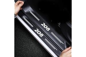 RIDGOEL 4 Pièces Protection Seuil de Porte de Voiture pour Peugeot 208 Autocollant de Voiture Autocollant en Cuir de Fibre de Carbone Plinthes pour Auto Accessoires 208