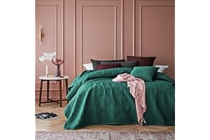 ROOM99 Leila Elegante Tagesdecke in Dunkelgrün 200 x 220 cm Vielseitige Wohndecke als Bettüberwurf oder Sofaüberwurf Überwurfdecke für Bett und Sofa Steppdecke Stil Ideal als Bedspread