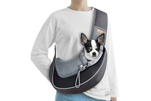 Cuby Haustier-Tragetuch für Kleine Hunde und Katzen, mit Kordelzug und Reißverschluss und Taschen Sicheres Atmungsaktives Netz Reise Tragetuch mit Verstellbarem Schultergurt (Schwarz, S)