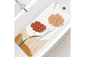 SHUCHING Boho Tappetino Antiscivolo Vasca da Bagno 100x40cm, Tappeto Doccia Antiscivolo Senza BPA, Tappetino Bagno Resistente alla Muffa e Lavabile in Lavatrice