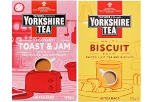 NAZUSA Confezione di bustine di tè Yorkshire – bustine di tè al biscotto malty e bustine di tè toast & marmellata (80 sacchetti in totale)