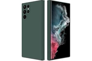 GiiYoon Coque pour Samsung Galaxy S22 Ultra 5G Case en Silicone, Étui de Protection Antichoc Housse Case Ultra-Mince avec Couche Intérieure en Fibre et Protection pour Caméra, Vert