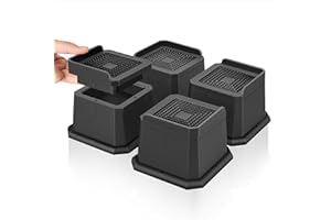 MixDora Bed Risers 2,3 Inch Stackable Furniture Risers with L-Shape Top Adjustable Sofa Raisers for Couches Table Chair 4 Pack Black (4 Pack, 2,3 Inch)