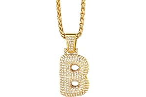 Richsteel Tennis Collier Buchstabe/Zahlen Kette Platin/Vergoldet Personalisierte Bling kette mit 26 Buchstabe Anhänger Bling Schmuck für Unisex Weihnachten/Valentinstag/Geburtstag Geschenke