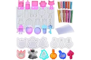 GENERIC Yayatty Stampi in Silicone per Resina Resina Shaker Silicone, 3 Pz Stampi Shaker per Resina Epossidica con PVC Foglio e Paillettes per La Creazione di Gioielli, Decorazioni per La Casa