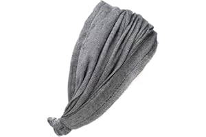 Gheri Cotton Elastic Hippie Bohemian Bandana Headband Plain Light Grey