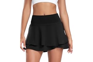 werfami Tennisrock Damen Laufröcke Tennis Rock mit Taschen Sports Hosenrock Tennisröcke Golfrock Minirock Wanderrock mit Innenhose für Sport Golf Training