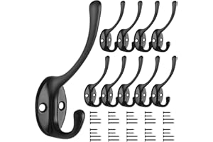 Bolatus 10 Pièces Crochet de Manteau Rétro Patère Porte Manteau Mural Vintage Crochet de Porte Métal pour Porte Manteau Salle de Bain Cuisine（Noir）