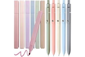 EVERTHJ Textmarker Pastell Set with Aesthetic gelstifte, No Bleed Dry Fast Highlighter Marker Pens and Schulsachen Aesthetic Stifte 0.5 Fine Point Schwarz for Bible School Supplies Office